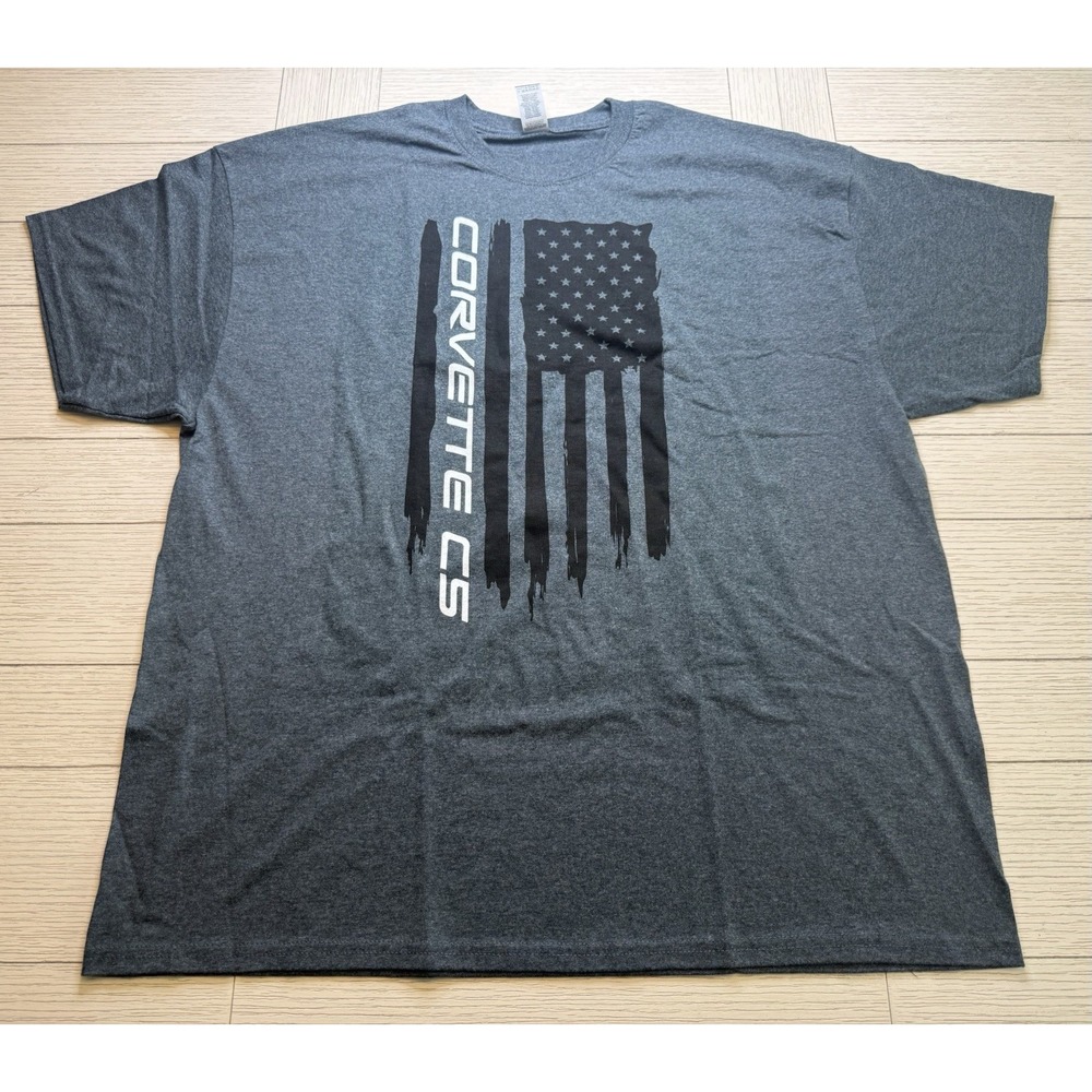 Gildan Corvette CS American Legacy Patriot Flag T-Shirt : Heather Gray Size XXL
